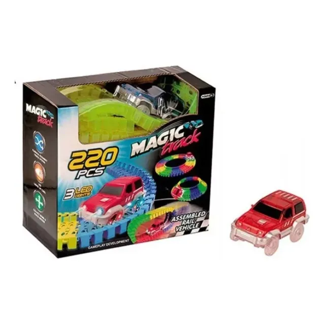 Pista Mágica Magic Track Neón 220 Piezas Luminosas Carro Led