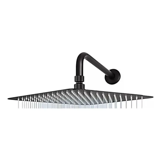 Kit Ducha Ultra Plana Cuadrada 12 Pulgadas Negro Mate