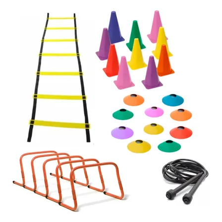 Kit 10 Agilidade Funcional Completo 1 Corda Pvc 5 Barreiras Laranja