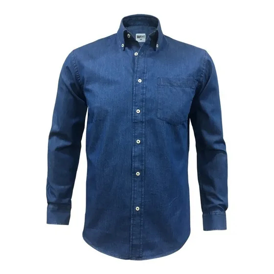Camisa Larga Sgvi Jeans Para Hombre - Casual Algodón