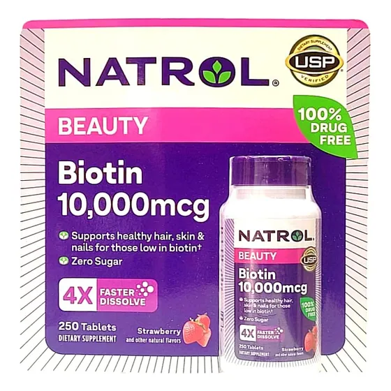 Biotina Natrol 10000mcg 250 Tabletas Sublinguales Importado