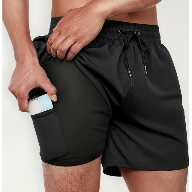 Short Duplo 2 Em 1 Para Corrida Bolso Interno Proteção Uv20+