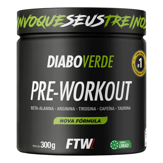 Suplemento Em Pó Pre Treino Pre Workout Pote 300g Sabor Limão FTW - DIABO VERDE