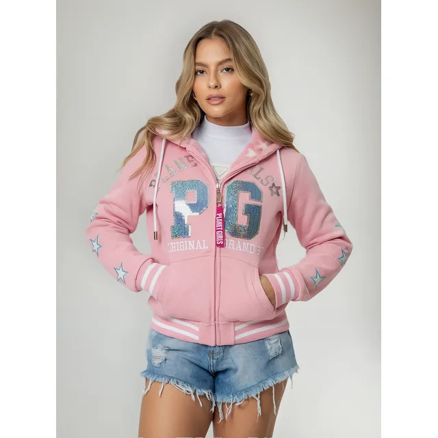Moletom Dupla Face Com Detalhe Lateral Planet Girls Rosa Cla
