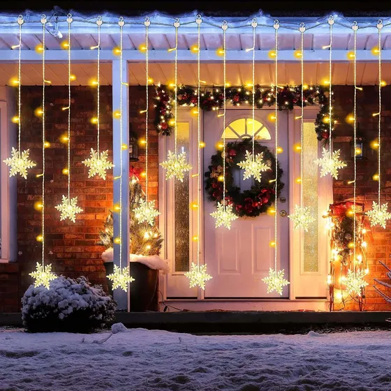 Koicaxy Luz Cortina Copo Nieve 16 94 Led Navidad 8 Modo Hada