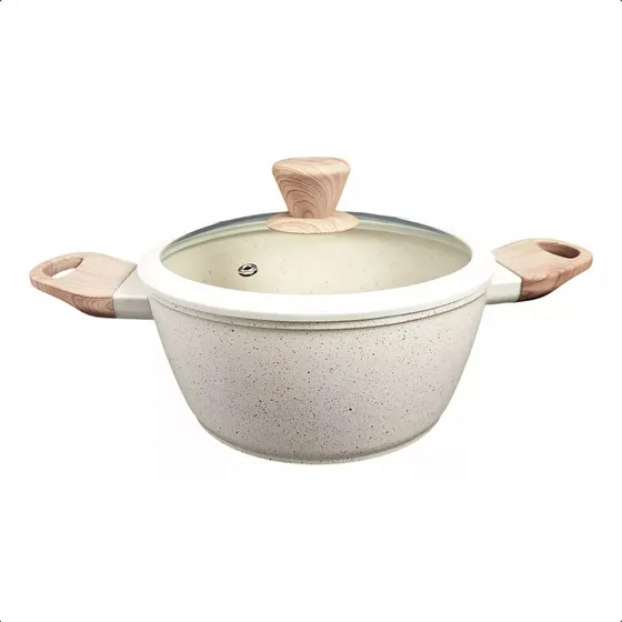 Cacerola Con Asas Diámetro 24 Cm Antiadherente Color Crema Carol