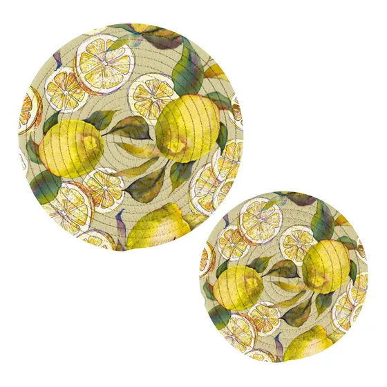 Salvamantel Redondo Fruta Limon 2 Uds Tejido Hilo 100%