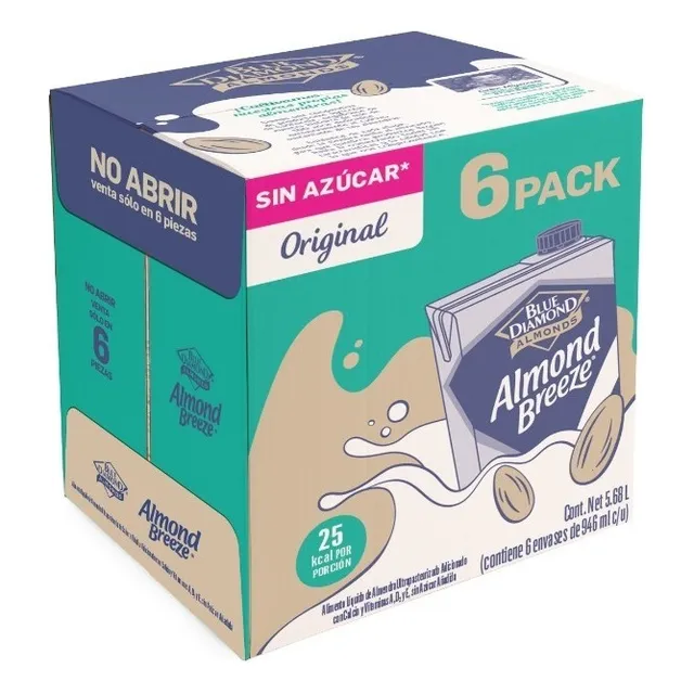 Leche De Almendra Natural Almond Breeze Sin Azúcar 6 Piezas