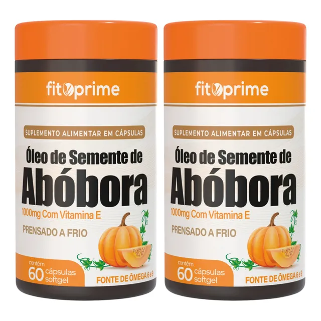 Kit 2 Óleo De Semente De Abóbora 1000mg Com Vitamina E 60cps