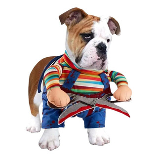 Halloween Disfraz Chucky Perro Con Tijeras, Scissors Dog Halloween Disfraz Chucky Perro Con Tijeras, Scissors Dog