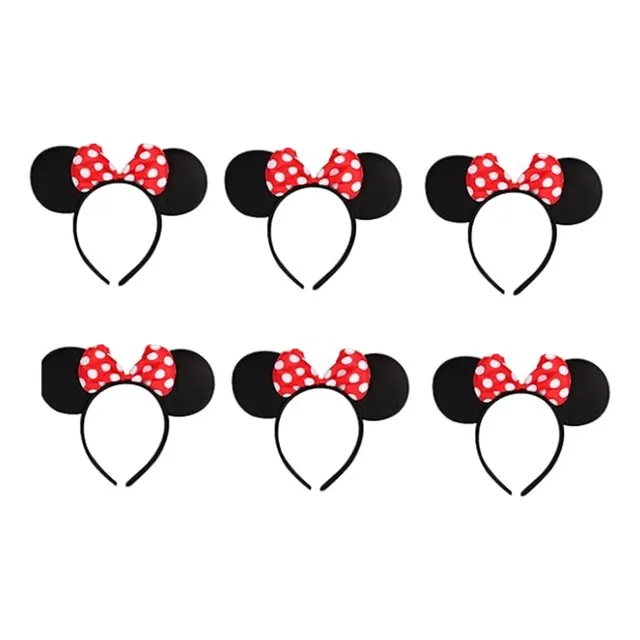 Diademas Orejas Minnie Mickey Mouse Moño Rojo Piñata X 6 Uni