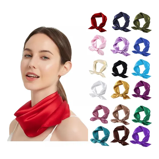 Mascada De Color Sólido Lizo Para Mujer, Pañuelo Tipo Seda