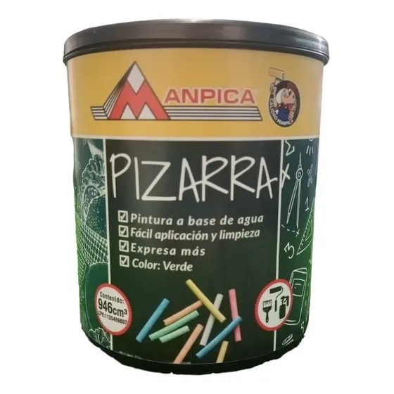 Pintura Para Pizarra 1/4 De Galon Color Verde Y Negro.
