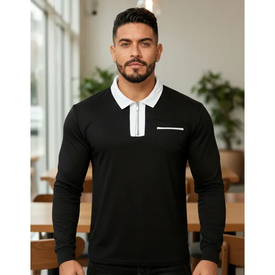 Playeras Camisas Polo Hombre Básico Tipo Casual Manga Larga