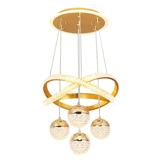 Lustres Led Pendente Moderno,luminaria De Teto 2anéis 4bolas