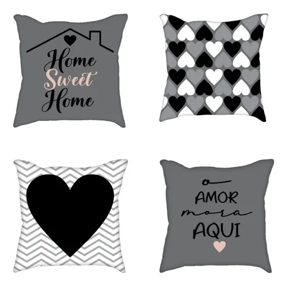 Kit 4 Capas De Almofadas Decorativas Com Zíper 42 X 42 Cm 