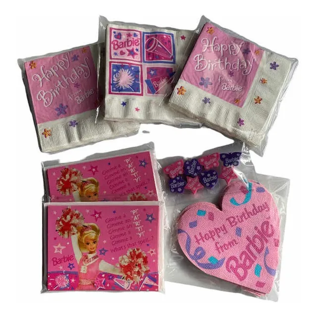 Kit Fiesta Barbie 40 Servilletas 16 Invitaciones 8 Borradore