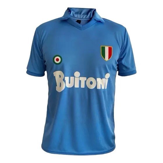 Camiseta Napoli Campeon 1986 - 1987 Escudos Italia Retro