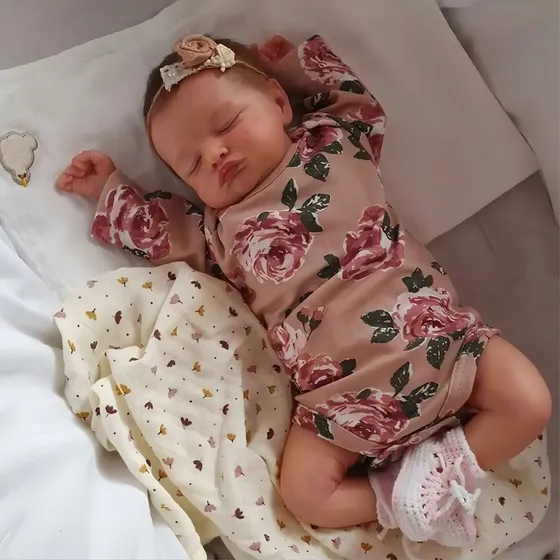  Bebê Reborn Realista Com Cabelo E Olhos Fechados Boneca Any