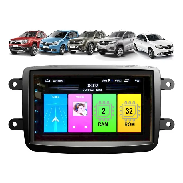 Multimídia Android Auto Carplay Duster Sandero Duster Kwid