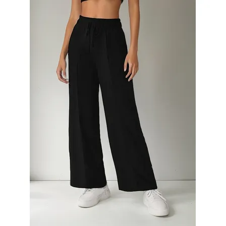 Pantalon De Buzo Ancho Wid Leg Mujer Palazzo Jogger Algodon