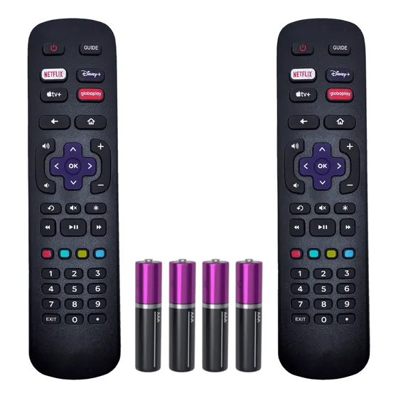 Kit 2 Controle Remoto Para Tv Philco / Aoc Roku Smart Tv