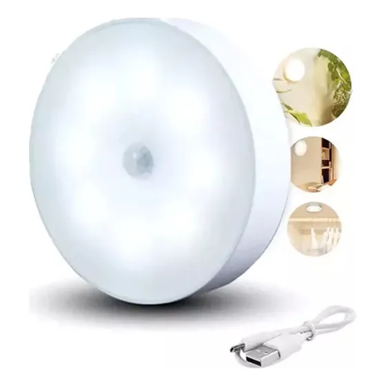 Luz Led Pared Con Sensor De Movimiento Para Escalera Usb Estructura Blanco