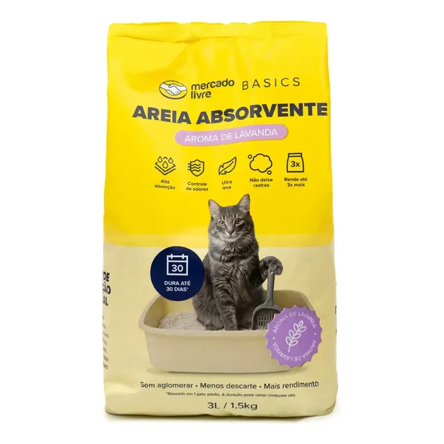 Areia Sanitária Gatos 1,5kg Meli basics