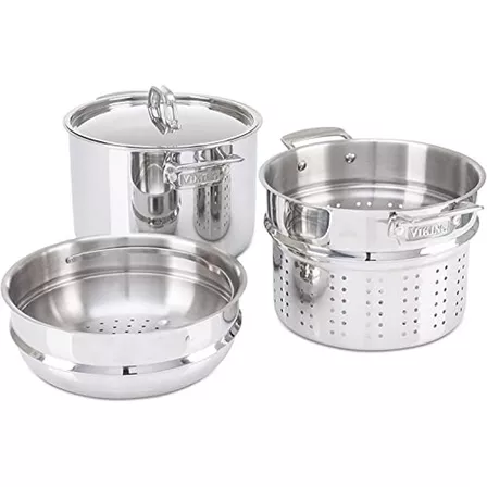 Olla De Pasta De Acero Inoxidable De 3 Capas Viking, 8 Qt.