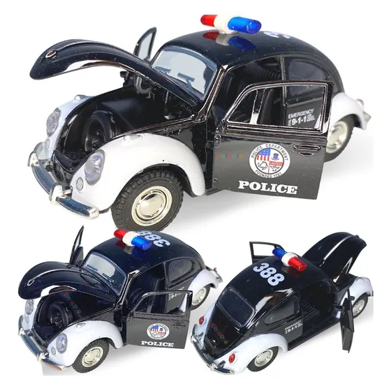 Miniatura Fusca Policia Fusquinha Metal Coleçao Abre Porta