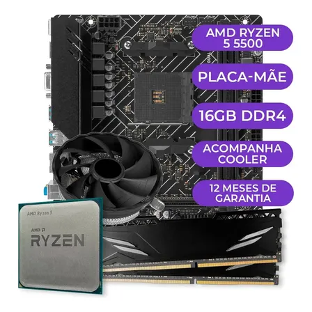 Kit Upgrade Gamer Amd Ryzen 5 5500 + A520m + 16gb Ddr4