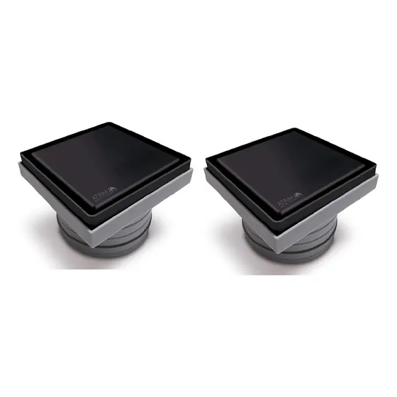 Combo X2 Rejilla Pileta De Patio Atrim 2 En 1 Negro Pr120t08