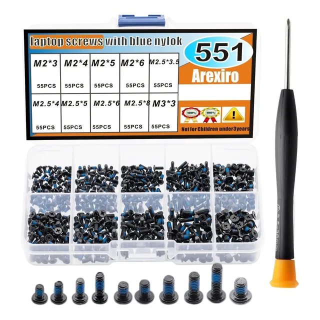 Kit De Tornillos Para Portátil Laptop, M2, M2.5, M3 551 Uds