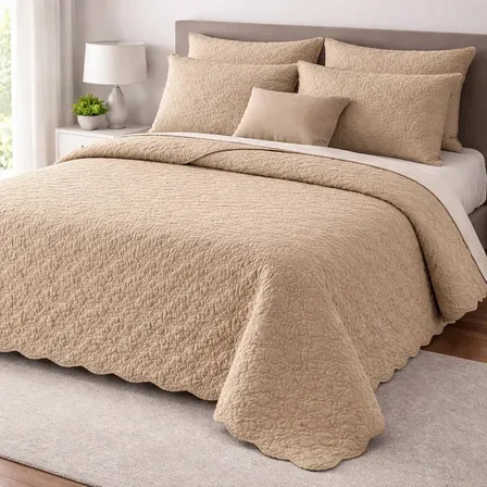 Cobre Leito Queen Matelado Dupla Face Leve Confortável Macio Cáqui Matelado