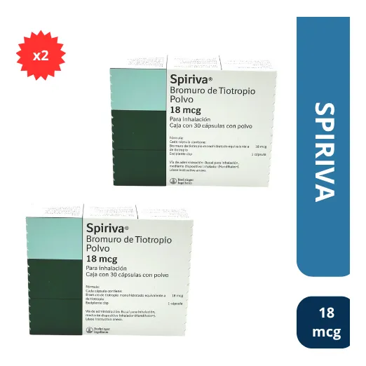 Spiriva Bromuro De Tiotropio 18 Mcg, 30 Cápsulas- 2 Pack