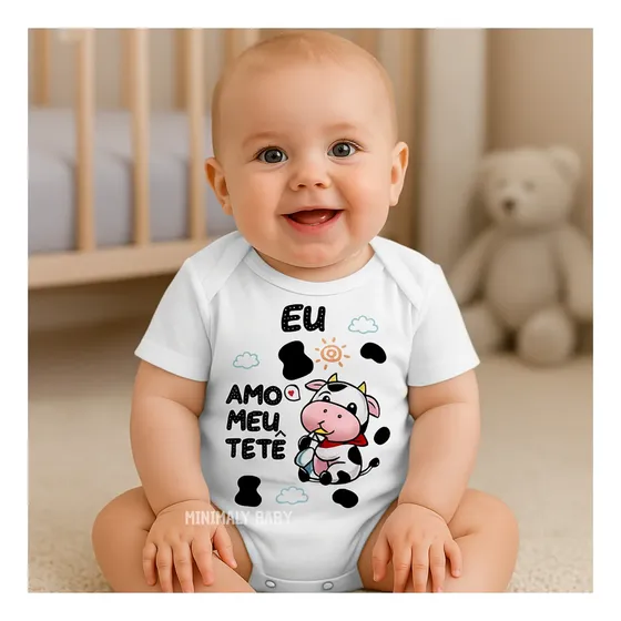 Roupa Body Bebê Temático Fazendinha Bezerrinho Mesversário