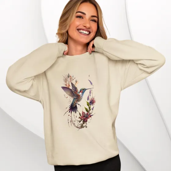 Sudadera Con Colibrí Y Flores Regalo San Valentín