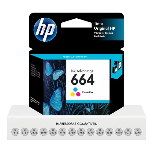 Cartucho HP 664 Colorido(F6V28AB) Para Ink Advantage 1115, 2134