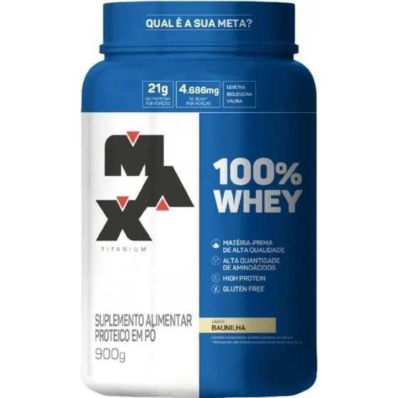 Suplemento Proteína 100% Whey Protein 900g Max Titanium