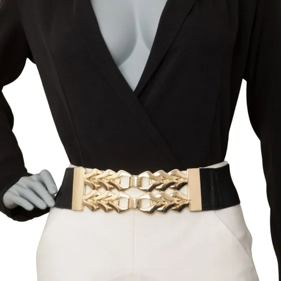 Cinto Feminino Elástico Estica Dourado Moda Vestido Camisa