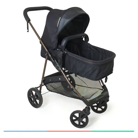 Carrinho De Bebê Passeio Berço Moisés Napoli Preto Galzerano Cobre
