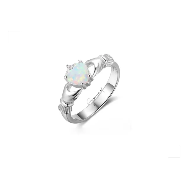 Anillo Claddagh Compromiso Opalo Natural