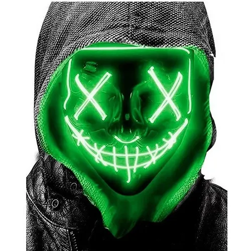 Máscara La Purga Con Luces Led De Colores Disfraz Halloween Color Verde