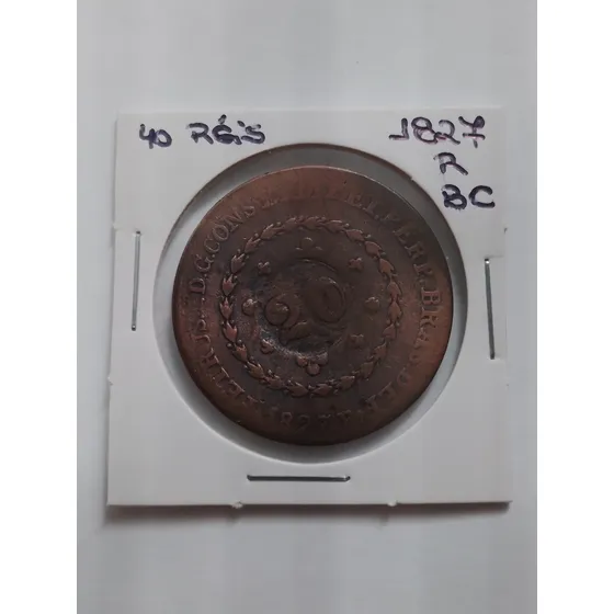 Moeda Cobre 40 Reis C/geral Ano 1827r Bc. Mbc Lote 4154