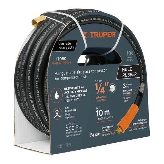 Manguera Aire Compresor 1/4x15mts 300psi 1/4 Npt Truper