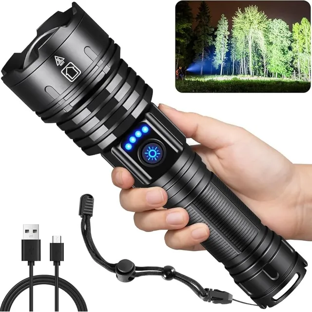 Linterna Led Potente Recargable 500 Mts Alcance Zoom 60 Wats