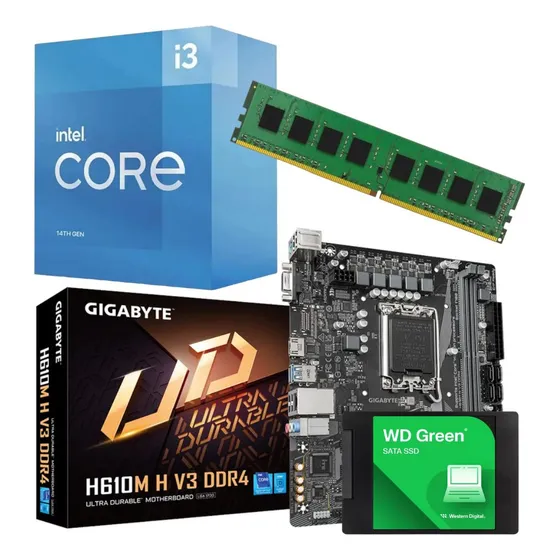 Combo Ecovision Intel I3 14100f + 16gb + 240gb
