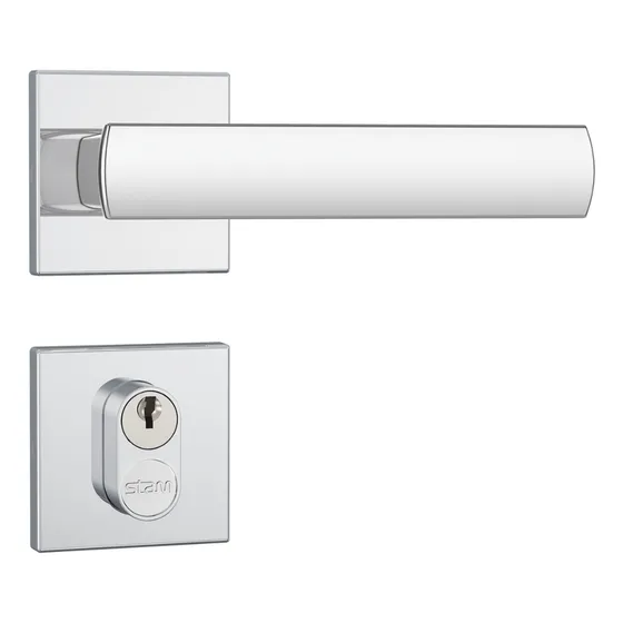 Fechadura Porta Externa Roseta Quadrada Inox 803/35
