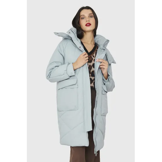 Parka Acolchada Bolsillos Grandes Celeste Pastel Nicopoly