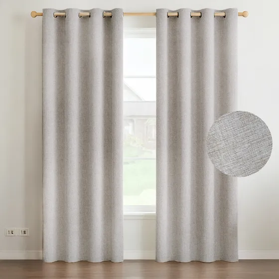 Cortina Blackout 100% Anti Luz, 2 Paños 140x220 Textura Lino